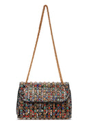 Women's Multicolored Long Strap Stone Evening Shoulder Bag | Derimod Women's Multicolored Long Strap Stone Evening Shoulder Bag | Derimod