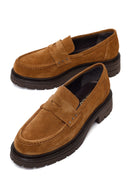 Kadın Taba Kalın Tabanlı Süet Deri Maskülen Loafer | Derimod Kadın Taba Kalın Tabanlı Süet Deri Maskülen Loafer | Derimod