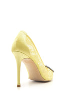 Kadın Taş Detaylı Dantel Deri Stiletto | Derimod Kadın Taş Detaylı Dantel Deri Stiletto | Derimod