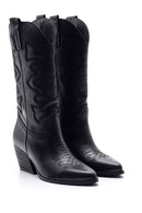 Women's Leather Heeled Cowboy Boots | Derimod Women's Leather Heeled Cowboy Boots | Derimod