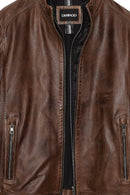 Mbappe Men's Brown Leather Jacket | Derimod Mbappe Men's Brown Leather Jacket | Derimod