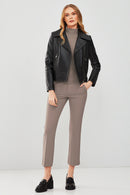 Rapsodi Women's Black Leather Jacket | Derimod Rapsodi Women's Black Leather Jacket | Derimod