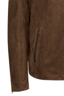 Ronaldo Male Tan Zip Closure Suede Jacket | Derimod Ronaldo Male Tan Zip Closure Suede Jacket | Derimod