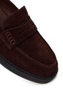 Kadın Kahverengi Süet Deri Maskülen Loafer | Derimod Kadın Kahverengi Süet Deri Maskülen Loafer | Derimod