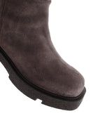 Women's Mink Thick Soled Zippered Suede Leather Casual Boots | Derimod Women's Mink Thick Soled Zippered Suede Leather Casual Boots | Derimod