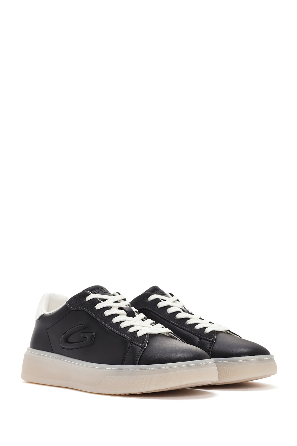 Alberto Guardiani Erkek Siyah New Era Bağcıklı Deri Sneaker