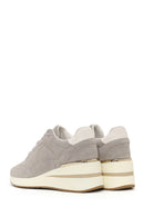 Woman Gray Lace-Up Wedge Heel Suede Shoes | Derimod Woman Gray Lace-Up Wedge Heel Suede Shoes | Derimod