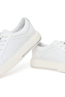 Male White Lace-Up Thick-Soled Leather Sneaker | Derimod Male White Lace-Up Thick-Soled Leather Sneaker | Derimod