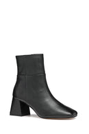 Geox Women's Black Coronilla Zippered Thick Heel Leather Boots | Derimod Geox Women's Black Coronilla Zippered Thick Heel Leather Boots | Derimod