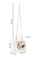 Kadın Beyaz Uzun Zincir Askılı Taşlı Kutu Mini Çapraz Çanta | Derimod Kadın Beyaz Uzun Zincir Askılı Taşlı Kutu Mini Çapraz Çanta | Derimod