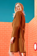 Sardinia Women's Camel Suede Leather Trench Coat | Derimod Sardinia Women's Camel Suede Leather Trench Coat | Derimod