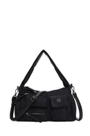 Women Black Long Strap Fabric Shoulder Bag | Derimod Women Black Long Strap Fabric Shoulder Bag | Derimod