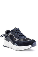 Men's Suede Detailed Leather Sneaker | Derimod Men's Suede Detailed Leather Sneaker | Derimod