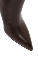 Women's Brown Thick Heeled Leather Boots | Derimod Women's Brown Thick Heeled Leather Boots | Derimod