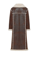 Colorado Women's Brown Double Breasted Teddy Coat | Derimod Colorado Women's Brown Double Breasted Teddy Coat | Derimod