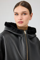 Gardena Women's Black Double-Sided Teddy Coat | Derimod Gardena Women's Black Double-Sided Teddy Coat | Derimod