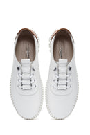 Women's White Lace-Up Leather Sneaker | Derimod Women's White Lace-Up Leather Sneaker | Derimod