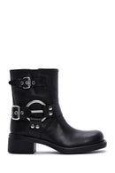 Women's Black Leather Buckle Boots | Derimod Women's Black Leather Buckle Boots | Derimod