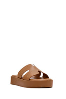 Women's Tan Thick Soled Slippers | Derimod Women's Tan Thick Soled Slippers | Derimod