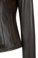 Anetta Woman Mink Short Leather Jacket | Derimod Anetta Woman Mink Short Leather Jacket | Derimod