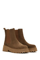 Women's Tan Suede Leather Chelsea Boots | Derimod Women's Tan Suede Leather Chelsea Boots | Derimod