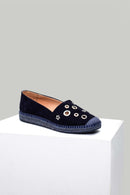Lacivert Metal Detaylı Kadın Deri Espadril | Derimod Lacivert Metal Detaylı Kadın Deri Espadril | Derimod