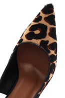 Kadın Leopar Arkası Açık İnce Topuklu Deri Ayakkabı | Derimod Kadın Leopar Arkası Açık İnce Topuklu Deri Ayakkabı | Derimod