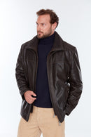 Roberto (Plus) Men's Brown Leather Jacket | Derimod Roberto (Plus) Men's Brown Leather Jacket | Derimod