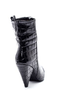 Women's Leather Crocodile Heeled Boots | Derimod Women's Leather Crocodile Heeled Boots | Derimod