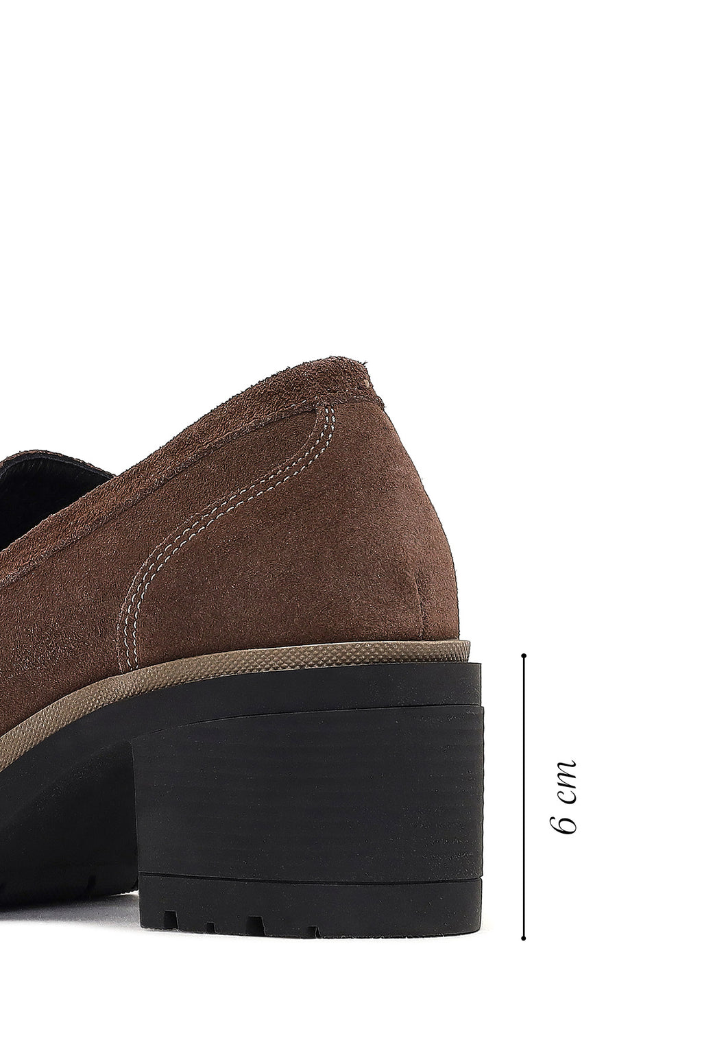 Kadın Vizon Kalın Topuklu Süet Deri Maskülen Loafer