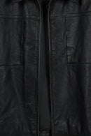 Bastoni Male Black Shirt Collar Leather Jacket | Derimod Bastoni Male Black Shirt Collar Leather Jacket | Derimod