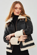 Megeve Kadın Siyah Deri Ceket | Derimod Megeve Kadın Siyah Deri Ceket | Derimod