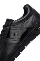Erkek Siyah Bağcıklı Deri Casual Sneaker | Derimod Erkek Siyah Bağcıklı Deri Casual Sneaker | Derimod