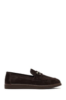 Woman Brown Buckled Suede Leather Loafer | Derimod Woman Brown Buckled Suede Leather Loafer | Derimod