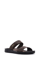 Men's Brown Nubuck Leather Casual Slippers | Derimod Men's Brown Nubuck Leather Casual Slippers | Derimod