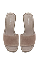 Woman Mink Thick-Soled Suede Slipper | Derimod Woman Mink Thick-Soled Suede Slipper | Derimod