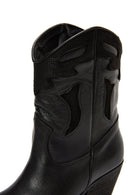 Women's Black Heeled Leather Cowboy Boots | Derimod Women's Black Heeled Leather Cowboy Boots | Derimod