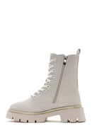 Women's Beige Casual Zippered Boots | Derimod Women's Beige Casual Zippered Boots | Derimod