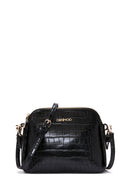 Women's Black Long Strap Crocodile Patterned Crossbody Bag | Derimod Women's Black Long Strap Crocodile Patterned Crossbody Bag | Derimod