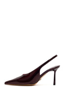 Woman Burgundy Backless Thin-Heeled Patent Leather Leather Shoes | Derimod Woman Burgundy Backless Thin-Heeled Patent Leather Leather Shoes | Derimod