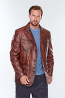 Kevin Erkek Kahverengi Deri Ceket | Derimod Kevin Erkek Kahverengi Deri Ceket | Derimod