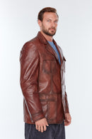 Kevin Erkek Kahverengi Deri Ceket | Derimod Kevin Erkek Kahverengi Deri Ceket | Derimod