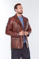 Kevin Erkek Kahverengi Deri Ceket | Derimod Kevin Erkek Kahverengi Deri Ceket | Derimod