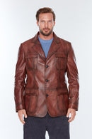 Kevin Erkek Kahverengi Deri Ceket | Derimod Kevin Erkek Kahverengi Deri Ceket | Derimod