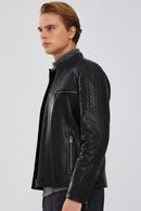 Braun Erkek Siyah Slim-Fit Deri Mont | Derimod Braun Erkek Siyah Slim-Fit Deri Mont | Derimod