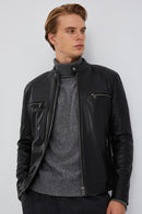 Braun Erkek Siyah Slim-Fit Deri Mont | Derimod Braun Erkek Siyah Slim-Fit Deri Mont | Derimod