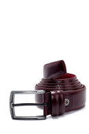 Men's Burgundy Leather Belt | Derimod