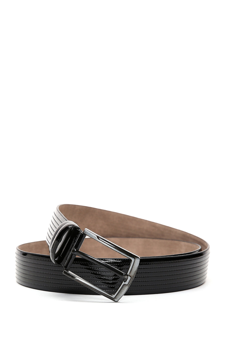 Men's Black Patent Leather Belt 000A2D1205616 | Derimod