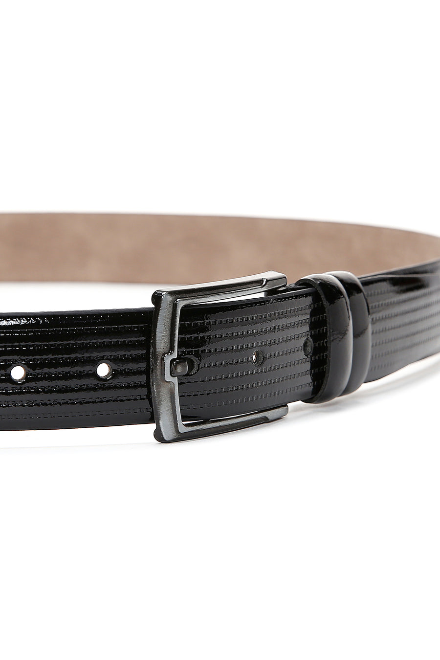 Men's Black Patent Leather Belt