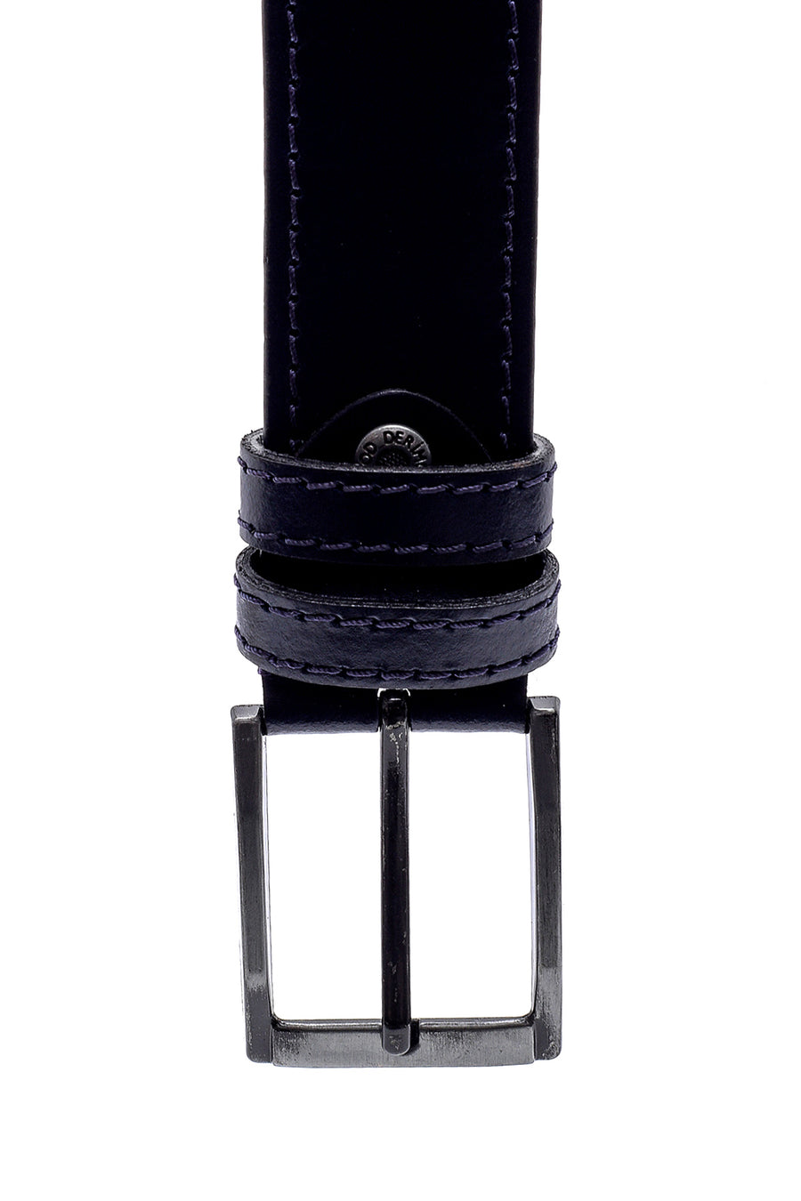 Men's Navy Blue Leather Belt